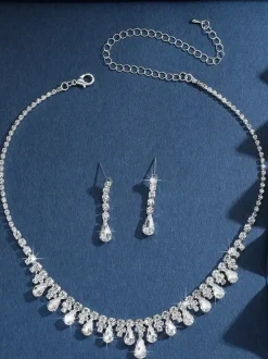 Fashion Wedding Jewelry Set Gorgeous Metal Diamond