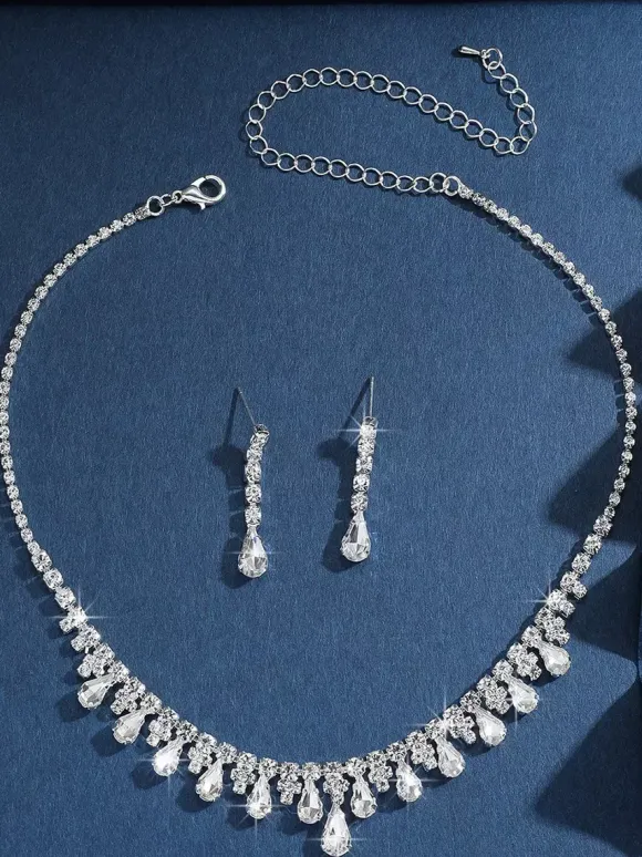 Fashion Wedding Jewelry Set Gorgeous Metal Diamond