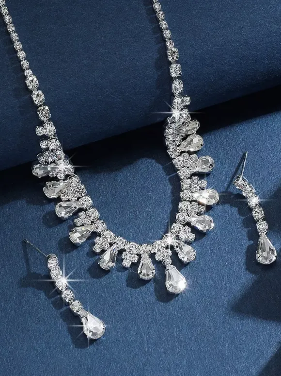 Fashion Wedding Jewelry Set Gorgeous Metal Diamond