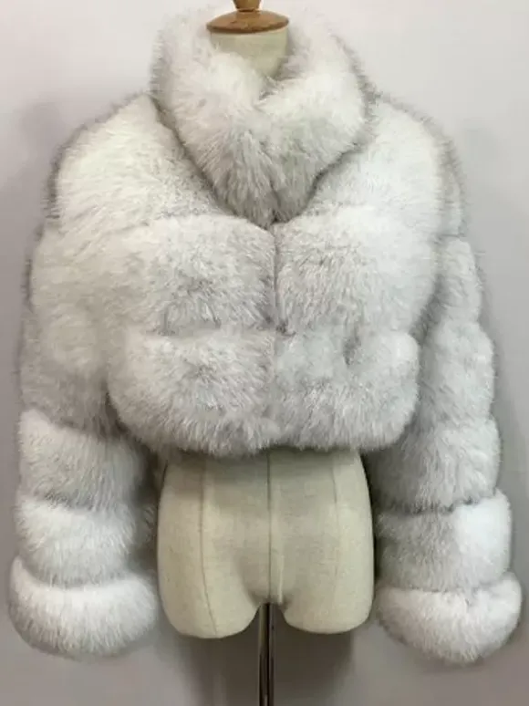 Faux Fur Coats Eco-friendly Winter Plush Cropped Jacket For Women 2026