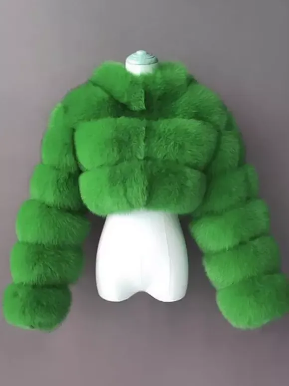 Faux Fur Coats Eco-friendly Winter Plush Cropped Jacket For Women 2026
