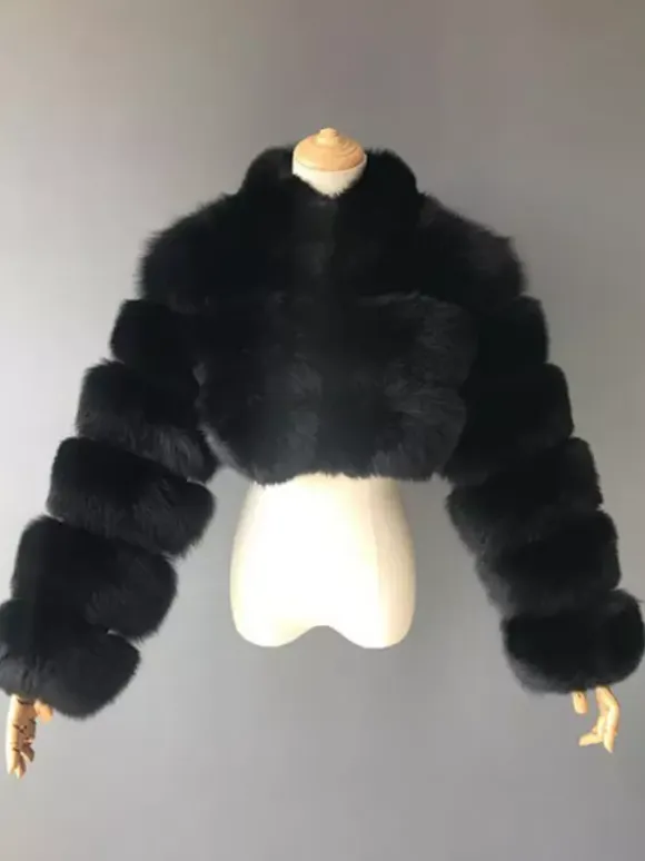 Faux Fur Coats Eco-friendly Winter Plush Cropped Jacket For Women 2026