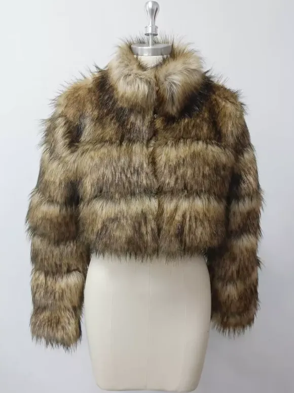 Faux Fur Coats Eco-friendly Winter Plush Cropped Jacket For Women 2026