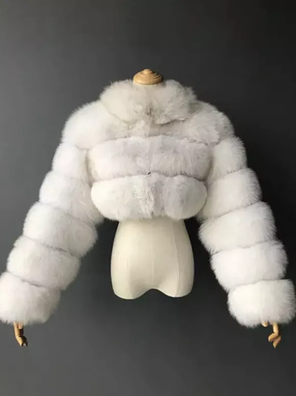 Faux Fur Coats Eco-friendly Winter Plush Cropped Jacket For Women 2026