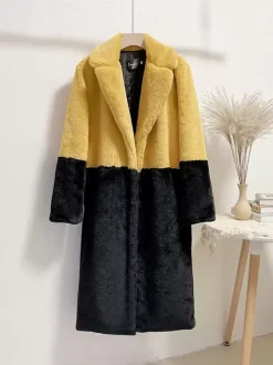 Faux Fur Coats For Women Two Tone Long Eco-friendly Fur Coat