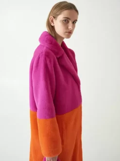 Faux Fur Coats For Women Two Tone Long Eco-friendly Fur Coat