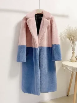 Faux Fur Coats For Women Two Tone Long Eco-friendly Fur Coat