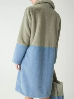 Faux Fur Coats For Women Two Tone Long Eco-friendly Fur Coat