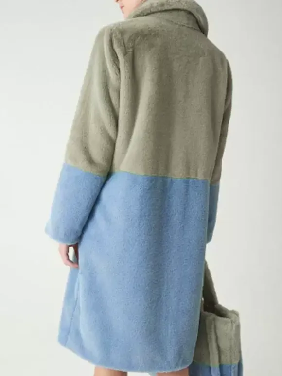 Faux Fur Coats For Women Two Tone Long Eco-friendly Fur Coat