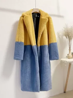 Faux Fur Coats For Women Two Tone Long Eco-friendly Fur Coat