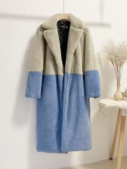 Faux Fur Coats For Women Two Tone Long Eco-friendly Fur Coat