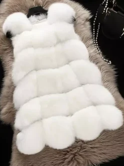 Faux Fur Vest Eco-friendly Winter Sleeveless Midi Jacket For Women 2026