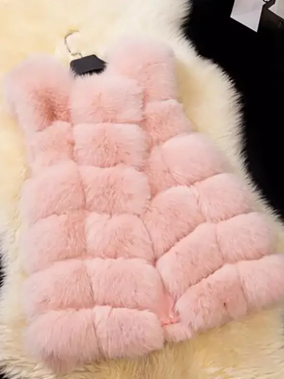 Faux Fur Vest Eco-friendly Winter Sleeveless Midi Jacket For Women 2026