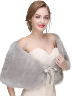 Faux Fur Wedding Shawl Shrug Bridal Wrap For Winter
