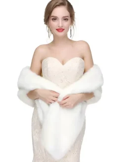 Faux Fur Wedding Wrap Shawl Bridal Winter Warm Cover Ups