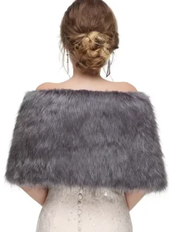 Faux Fur Wedding Wrap Shawl Bridal Winter Warm Cover Ups