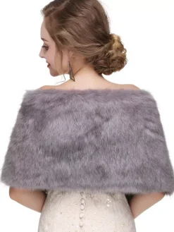 Faux Fur Wedding Wrap Shawl Bridal Winter Warm Cover Ups