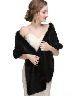 Faux Fur Wedding Wrap Shawl Bridal Winter Warm Cover Ups