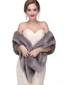 Faux Fur Wedding Wrap Shawl Bridal Winter Warm Cover Ups