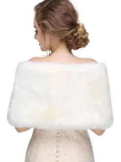 Faux Fur Wedding Wrap Shawl Bridal Winter Warm Cover Ups