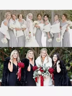 Faux Fur Wedding Wrap White Shawls Polyester Bridal Cover Ups