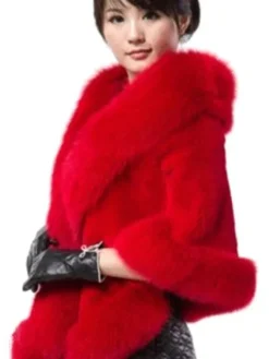 Faux Fur Wrap Shawl White Poncho Women's Winter Cape Coat
