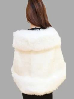 Faux Fur Wrap Shawl White Poncho Women's Winter Cape Coat