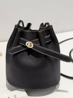 Faux Leather Bucket Bag Drawstring Crossbody Bag For Women 2026