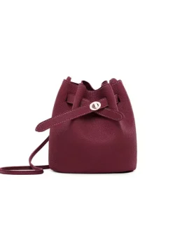 Faux Leather Bucket Bag Drawstring Crossbody Bag For Women 2026