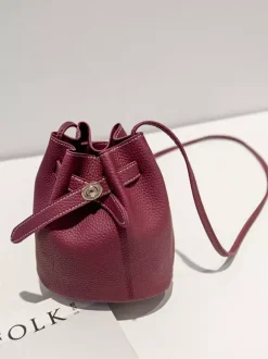 Faux Leather Bucket Bag Drawstring Crossbody Bag For Women 2026
