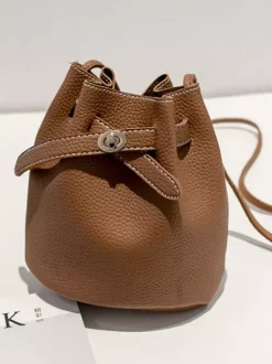 Faux Leather Bucket Bag Drawstring Crossbody Bag For Women 2026