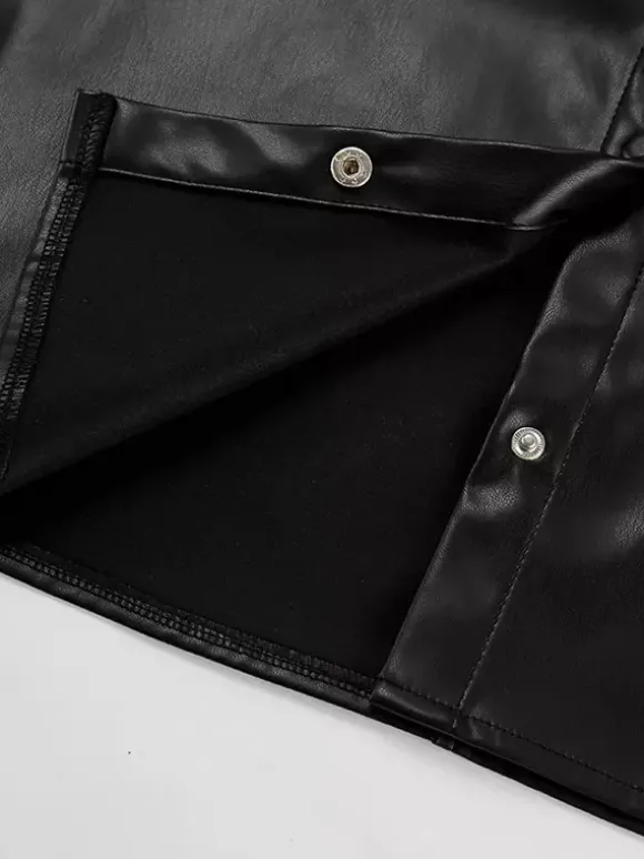 Faux Leather Shirt Women's Button Down Shacket - Minimalist Collared Long Sleeve Top - Oversized Streetwear Spring Outfits 2026