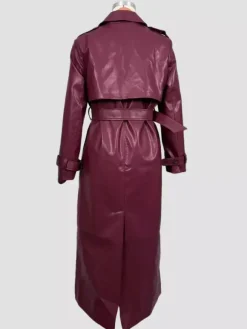 Faux Leather Trench Coat Women - Single Breasted Belted Maxi Jacke - Spring Chic Street Outerwear 2026