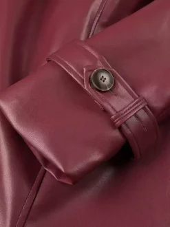 Faux Leather Trench Coat Women - Single Breasted Belted Maxi Jacke - Spring Chic Street Outerwear 2026