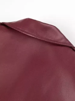 Faux Leather Trench Coat Women - Single Breasted Belted Maxi Jacke - Spring Chic Street Outerwear 2026