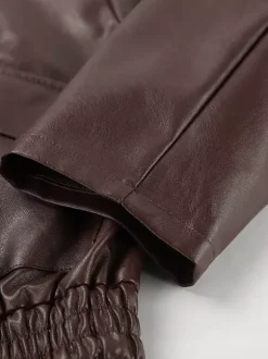 Faux Leather Women's Biker Jacket - Retro Oversized Lapel Collar Moto Coat - Vintage Zip Up Streetwear Spring Outfits 2026