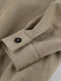 Faux Suede Women's Bomber - Retro Zip Up Elastic Hem Relaxed Fit - Spring Casual Daily Wear 2026