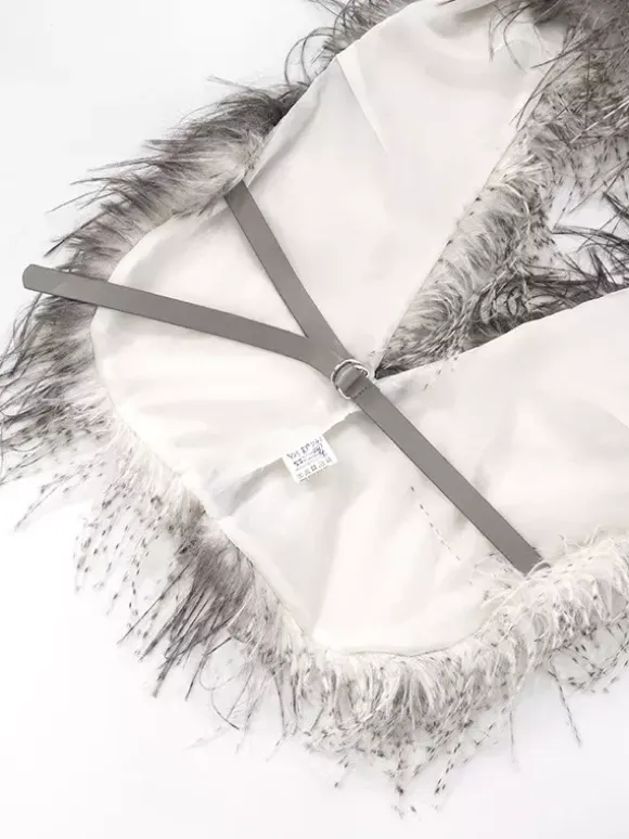 Faux Fur Backless Hooded Top With Fringe Hem For Women 2026