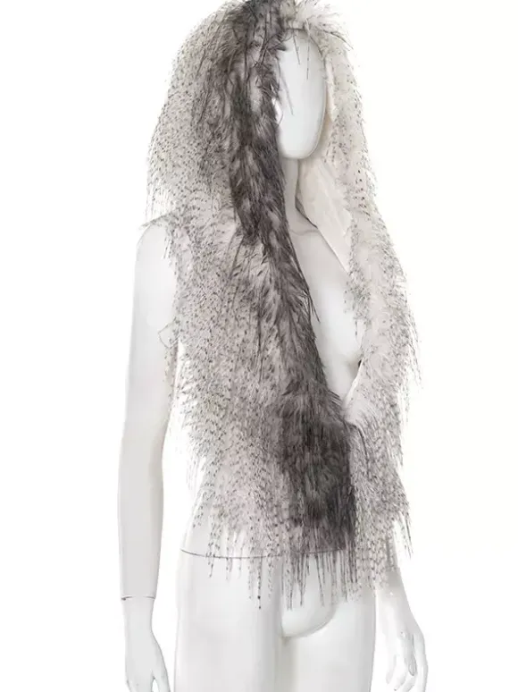 Faux Fur Backless Hooded Top With Fringe Hem For Women 2026
