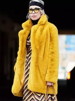 Faux Fur Coat Notched Lapel Winter Chic Eco-friendly Long Jacket For Women 2026