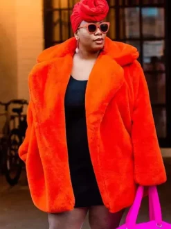 Faux Fur Coat Notched Lapel Winter Chic Eco-friendly Long Jacket For Women 2026