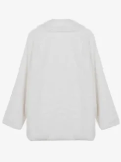 Faux Fur Coat In White Notched Lapel Eco-friendly Winter Jacket For Women 2026