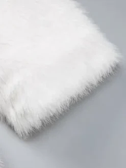 Faux Fur Coat In White Notched Lapel Eco-friendly Winter Jacket For Women 2026