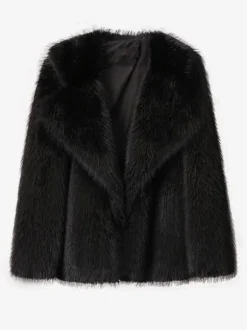 Faux Fur Coat Notched Lapel Solid Color Eco-friendly Winter Jacket For Women 2026