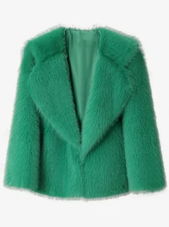 Faux Fur Coat Notched Lapel Solid Color Eco-friendly Winter Jacket For Women 2026
