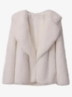 Faux Fur Coat Notched Lapel Solid Color Eco-friendly Winter Jacket For Women 2026
