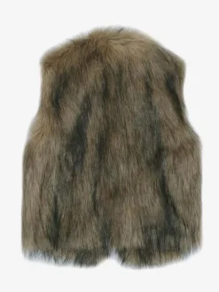 Faux Fur Coats Coffee Brown Sleeveless Faux Fur Jacket Eco-friendly Fur Coat