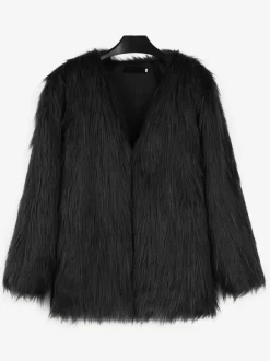 Faux Fur Coats Silver Long Sleeves Women Eco-friendly Fur Coat Coat