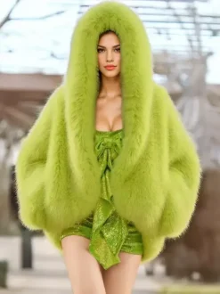 Faux Fur Coats With Hood High Low Design Winter Jacket For Women 2026