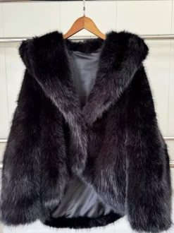 Faux Fur Coats With Hood High Low Design Winter Jacket For Women 2026